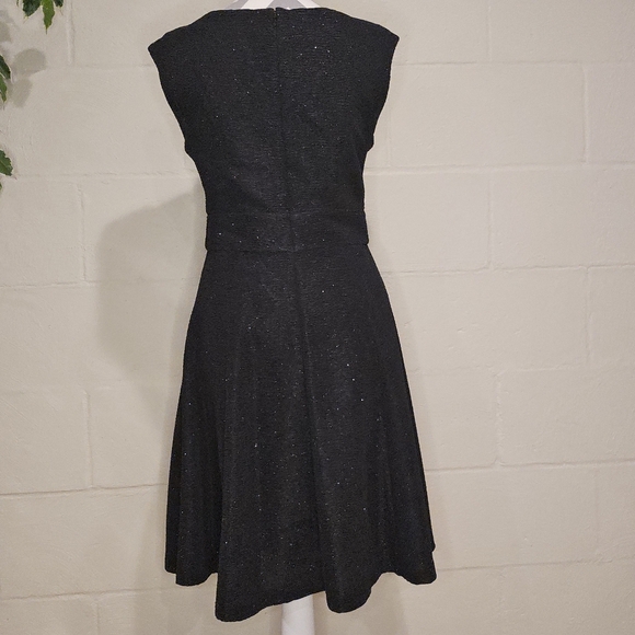 ELIZA J Embellished Sparkle Cocktail Fit & Flare Sleeveless Jeweled Dress BLK  8 - Picture 3 of 16